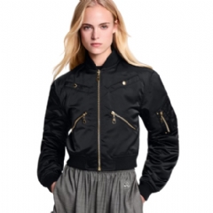 Louis Vuitton Women Cropped Ruched-Sleeve Bomber Jacket 1AJGVV