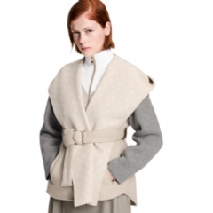 Louis Vuitton Women Knit Sleeve Hooded Wrap Coat 1AJGO3