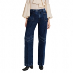 Louis Vuitton Women Monogram Accent Raw Denim Jeans 1AJGE2