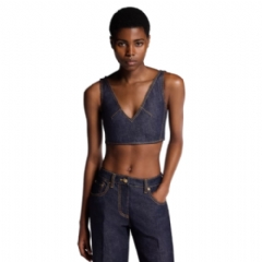 Louis Vuitton Women Denim V-Neck Crop Top 1AI168